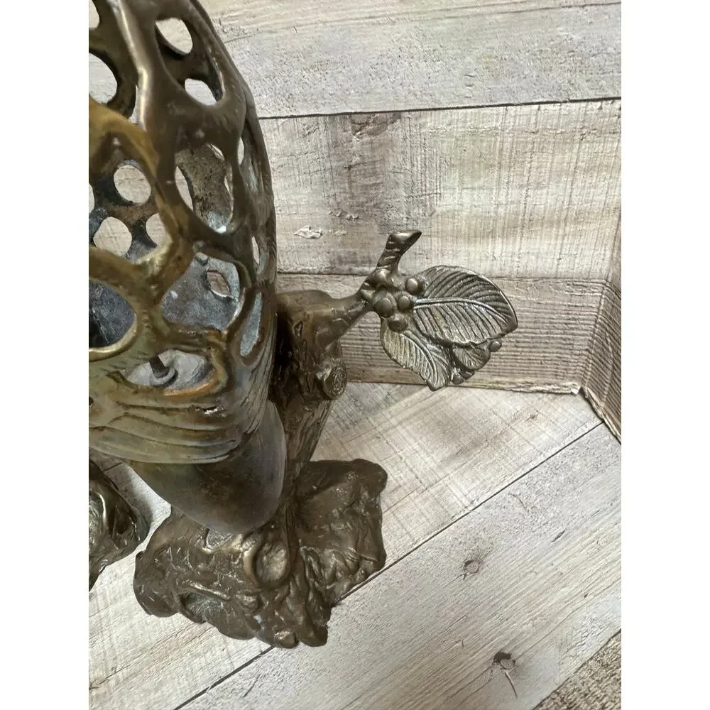 Vintage Brass Parrot Candle Holders